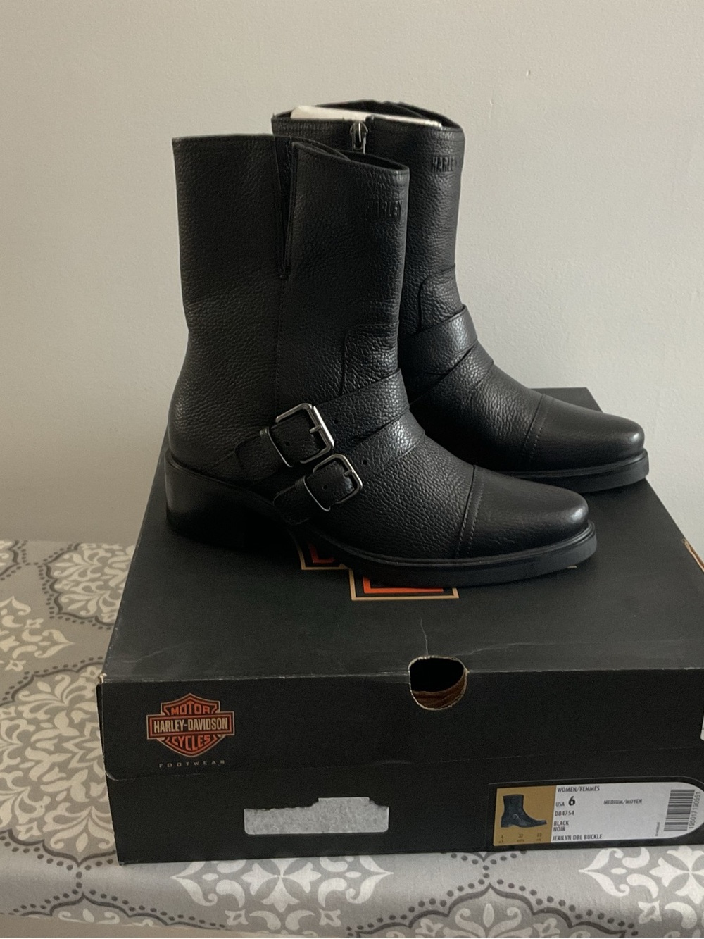 Harley-Davidson Women's Jerilyn Black Leather Motorcycle Boots
